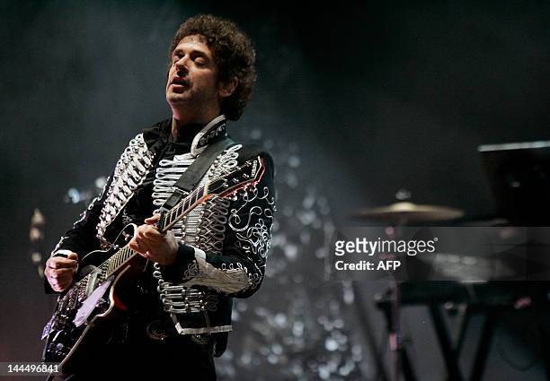 Picture taken on May 15 in Caracas, of Argentine musician Gustavo Cerati performing during his last show before going into coma. Cerati has been in a...
