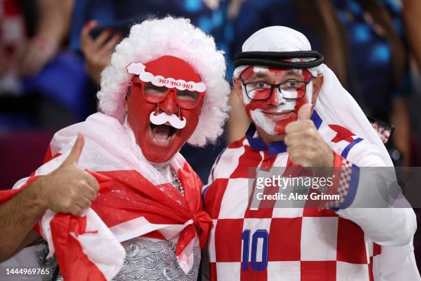 Croatia fans enjoy the pre match atmosphere prior to the FIFA World Cup Qatar 2022 Group F match between Croatia and Canada at Khalifa International...