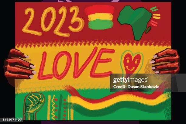 love and positivity in black history month  2023 - freedom logo stock illustrations