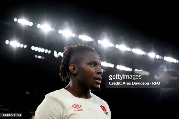 Maro Itoje of England looks on during the Autumn International match between England and South Africa at Twickenham Stadium on November 26, 2022 in...