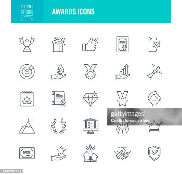 awards icons editable stroke - cup icon stock illustrations