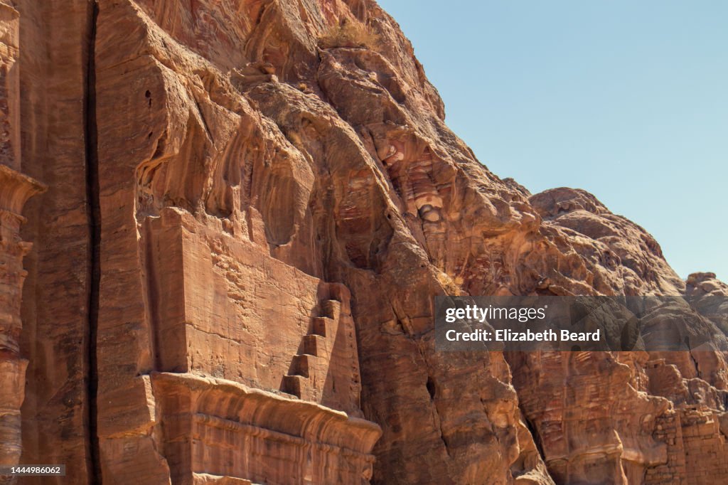 Stairs at ancient Nabataean tomb in Petra