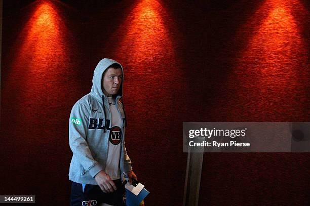 Todd Carney of the Blues looks on during the New South Wales Blues Origin team photo at Panthers on May 15, 2012 in Sydney, Australia.