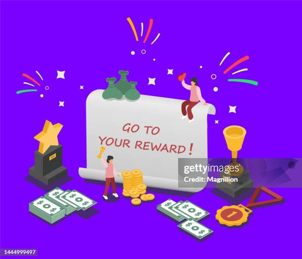 awards and rewards isometric vector - scrolling instagram stock illustrations