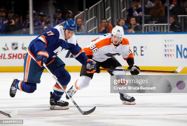 Matt Martin of the New York Islanders skates against the Philadelphia Flyers at the UBS Arena on November 26, 2022 in Elmont, New York.