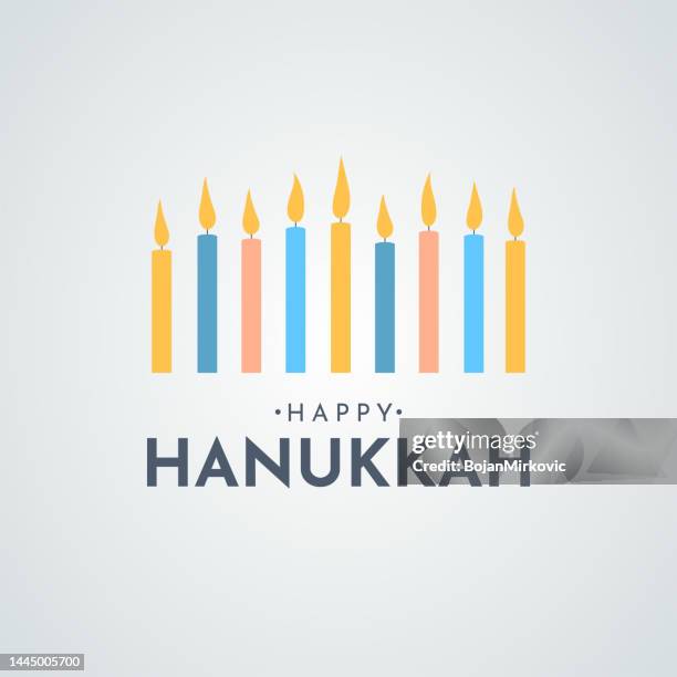 illustrations, cliparts, dessins animés et icônes de fond hanoukka heureux, carte avec bougies multicolores. vecteur - menorah