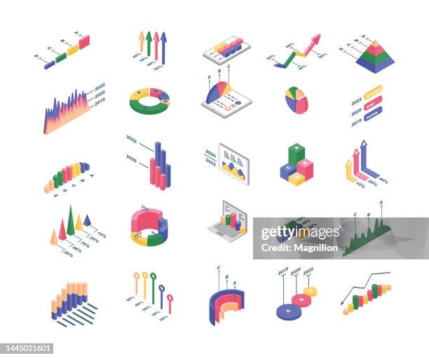 infographics element set isometric vector chart and diagram - donut chart stock illustrations