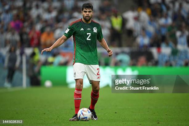 Néstor Araujo of Mexico in action during the FIFA World Cup Qatar 2022 Group C match between Argentina and Mexico at Lusail Stadium on November 26,...