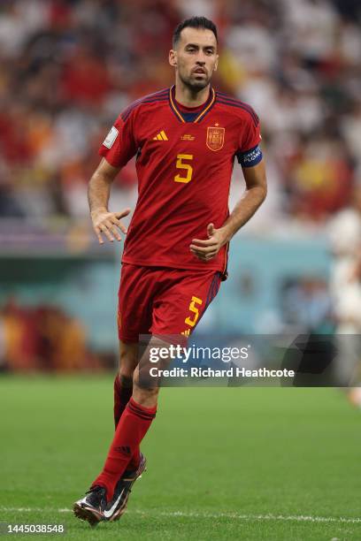 Sergio Busquets of Spain in action during the FIFA World Cup Qatar 2022 Group E match between Spain and Germany at Al Bayt Stadium on November 27,...