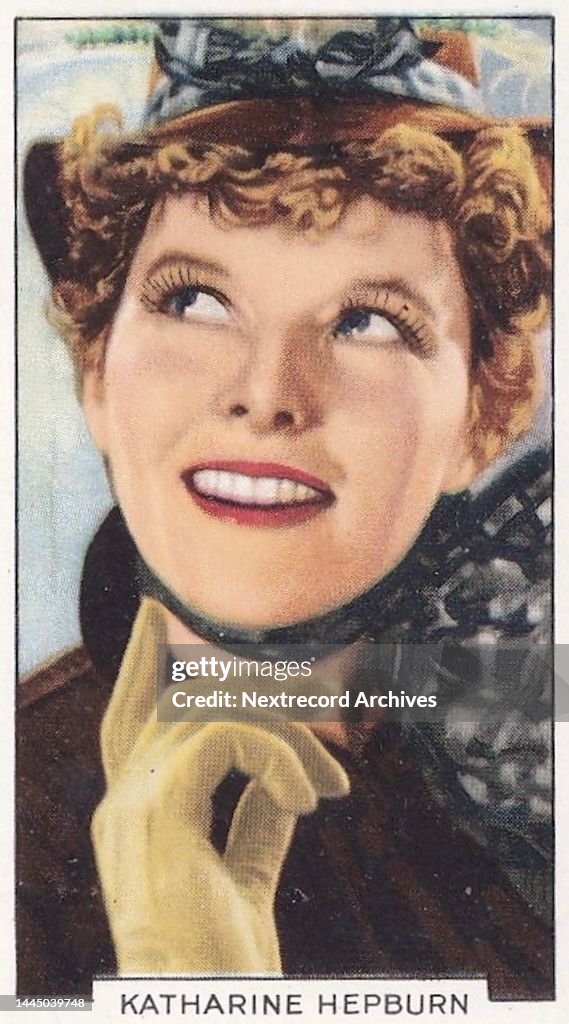 Katharine Hepburn, Portraits of Famous Stars series, collectible Gallaher cigarette card, 1935