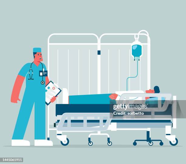 hospital room - male patient - er visit stock illustrations