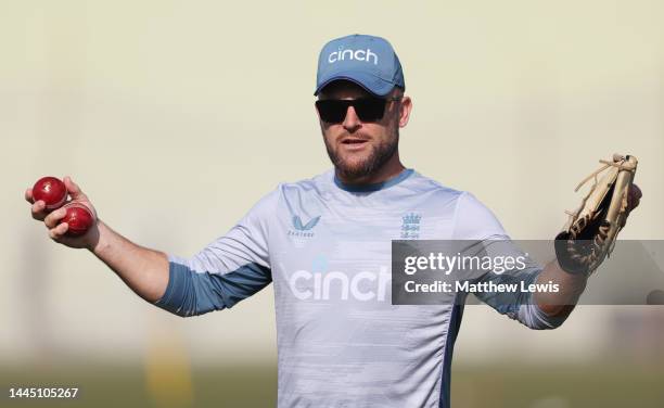Brendon McCullum, Head Coach of England pictured during a Nets Session ahead of the First Test match at Rawalpindi Cricket Stadium on November 28,...
