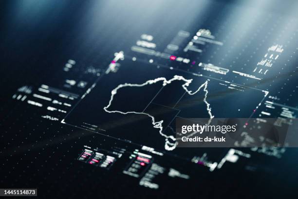 digital map of australia - australia technology stock pictures, royalty-free photos & images