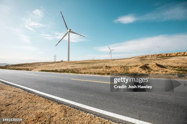 outdoor road - wind farm australia fotografías e imágenes de stock