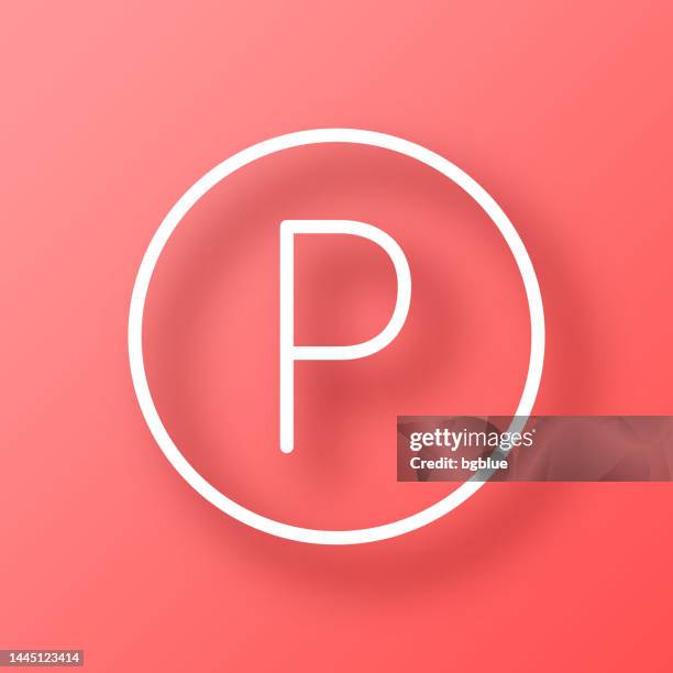 sound recording copyright. icon on red background with shadow - letter p stock illustrations