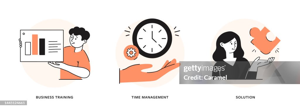Business Training Time Management Problem Solution Thin Line ...