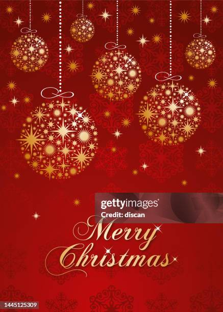 illustrazioni stock, clip art, cartoni animati e icone di tendenza di biglietto d'auguri natalizio con palline d'oro. - snow ball