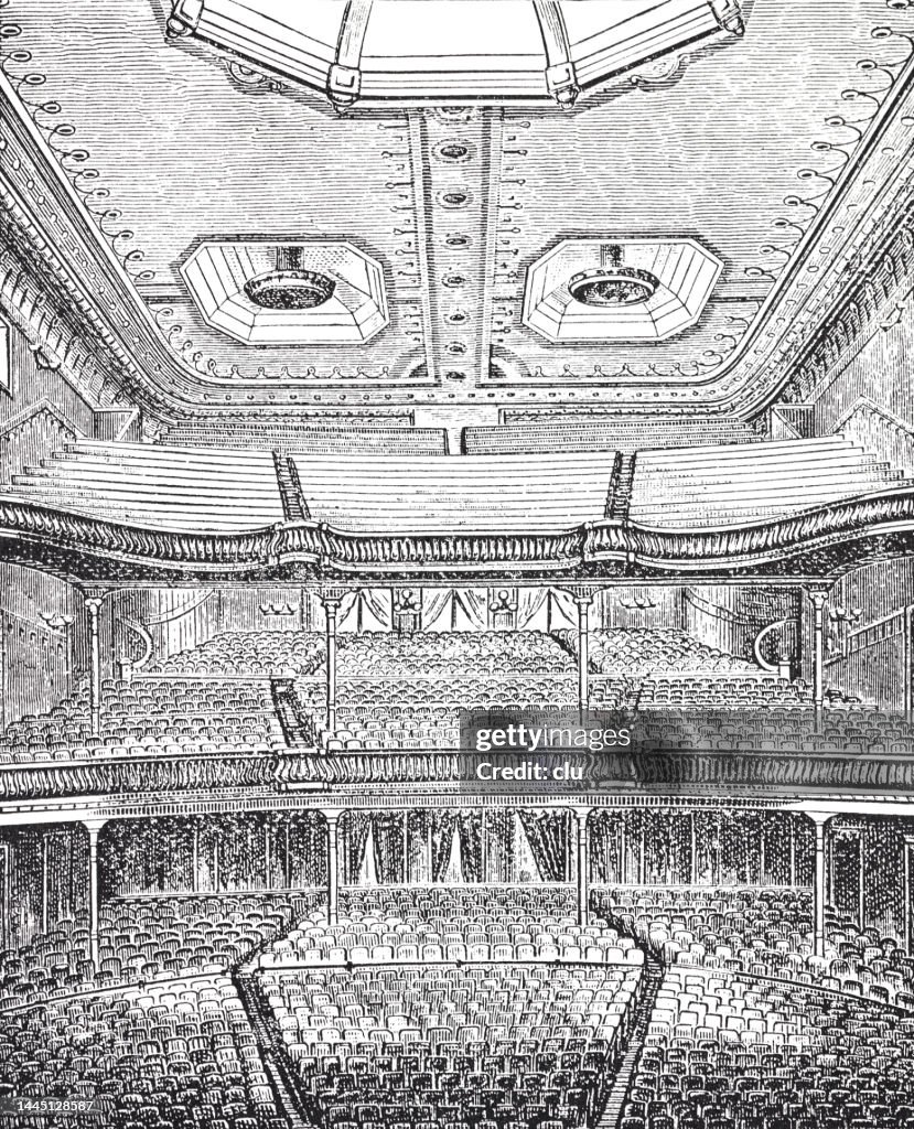 New York City Typical Theatre Interior 1881 High-Res Vector Graphic ...
