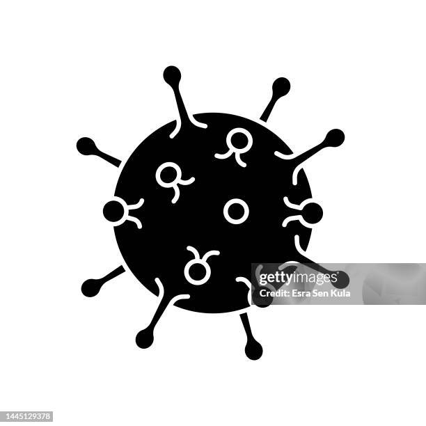 virus (coronavirus, covid-19, ncov-19, ebola, hiv, etc.) solid flat icon. the icon is suitable for web pages, mobile apps, ui, ux, and gui design. - lab worker white background stock illustrations