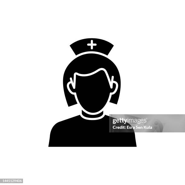 nurse solid flat icon. the icon is suitable for web pages, mobile apps, ui, ux, and gui design. - nurse using computer stock illustrations