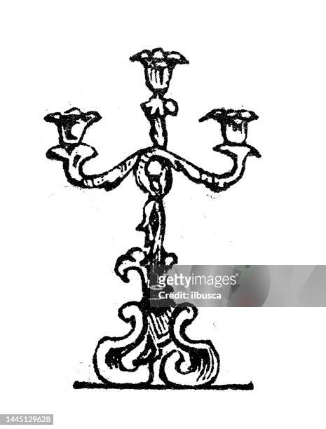 antique engraving illustration: candelabra - candlestick holder stock illustrations