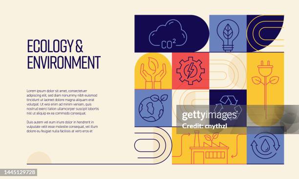 ilustrações de stock, clip art, desenhos animados e ícones de ecology and environment related design with line icons. simple outline symbol icons. - poluição