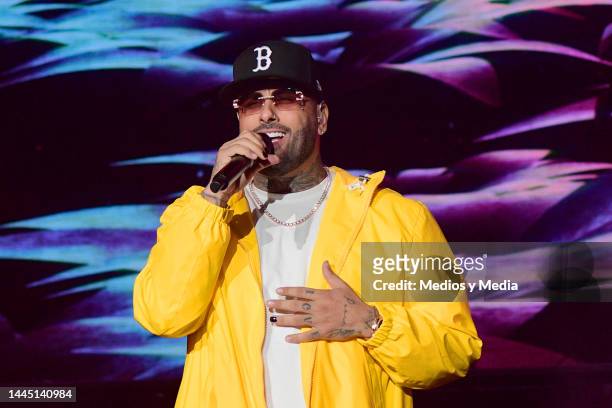 Singer Nicky Jam performs on stage during a show as part 2 of the 'Flow Fest 2022' at Autodromo Hermanos Rodriguez on November 27, 2022 in Mexico...