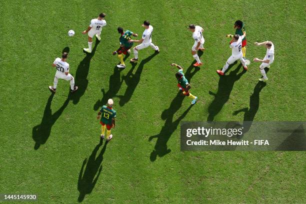 General view during the FIFA World Cup Qatar 2022 Group G match between Cameroon and Serbia at Al Janoub Stadium on November 28, 2022 in Al Wakrah,...