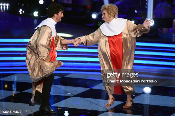 Italian singer Iva Zanicchi and Italian dancer Samuel Peron, during the eighth episode of Ballando con le stelle. Rome , November 26th, 2022