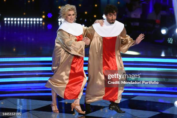 Italian singer Iva Zanicchi and Italian dancer Samuel Peron, during the eighth episode of Ballando con le stelle. Rome , November 26th, 2022