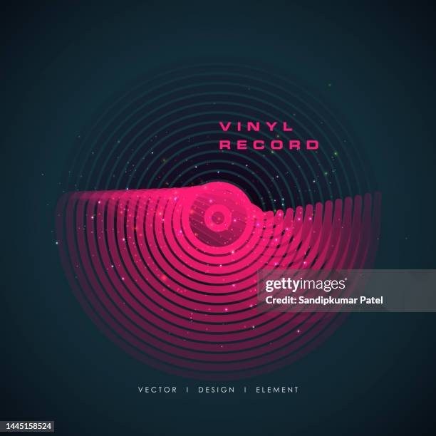 vinyl record music vector with vinyl record word - record analog audio stock illustrations