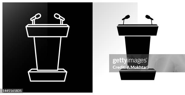 conference lectern line icon. - speaker podium stock illustrations