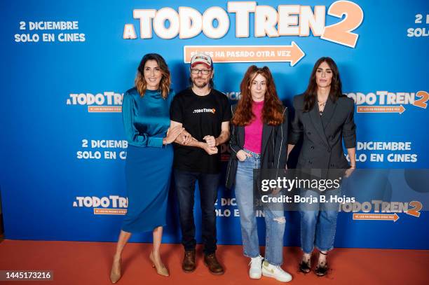 Paz Padilla, Santiago Segura, Ines de Leon and Paz Vega attend the film photocall for "A Todo Tren 2" at Hotel URSO on November 28, 2022 in Madrid,...