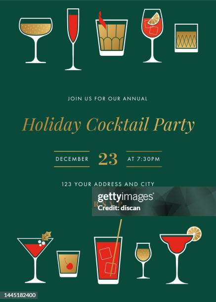 stockillustraties, clipart, cartoons en iconen met holiday cocktail party invitation - cocktail party