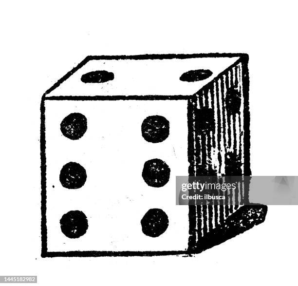 stockillustraties, clipart, cartoons en iconen met antique engraving illustration: dice - dobbelsteen