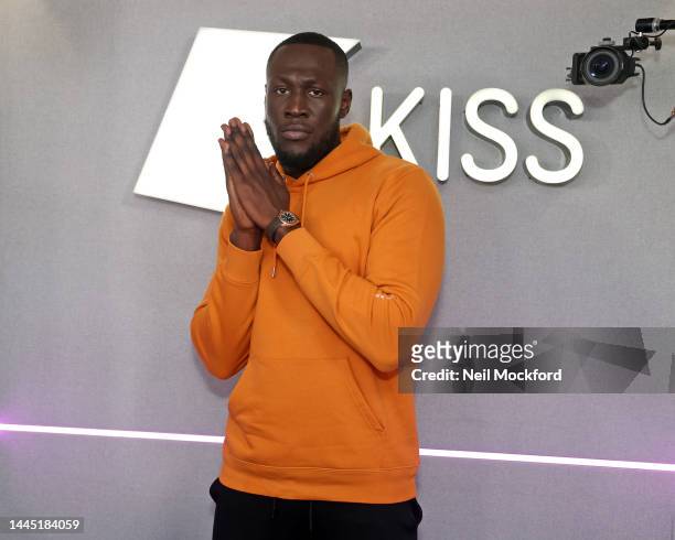 Stormzy in with Tinea, Henrie and Juls for KISS on November 28, 2022 in London, England.