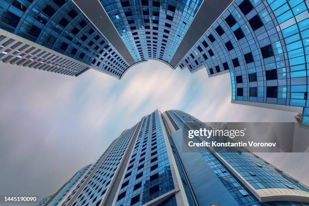 skyscraper view from below. exquisite modern business architecture. - hot and new stock pictures, royalty-free photos & images