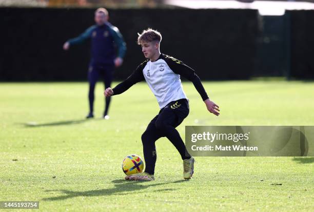 Jimmy-Jay Morgan during a Southampton FC training session at the Staplewood Campus on November 28, 2022 in Southampton, England.