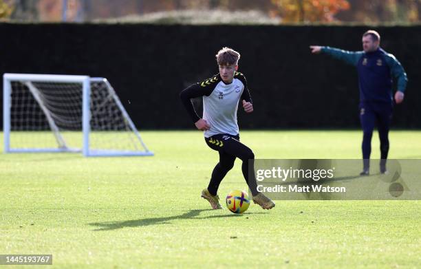 Jimmy-Jay Morgan during a Southampton FC training session at the Staplewood Campus on November 28, 2022 in Southampton, England.