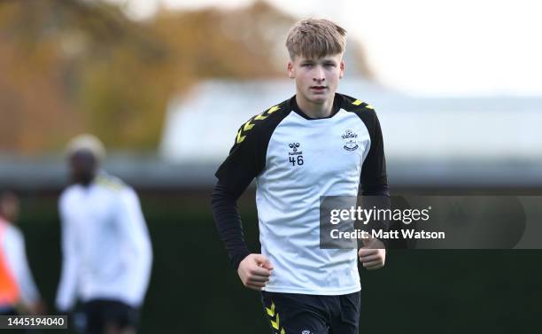 Jimmy-Jay Morgan during a Southampton FC training session at the Staplewood Campus on November 28, 2022 in Southampton, England.