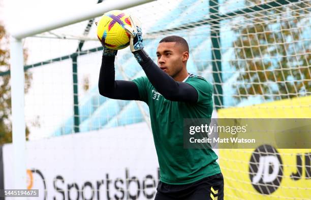 Gavin Bazunu during a Southampton FC training session at the Staplewood Campus on November 28, 2022 in Southampton, England.