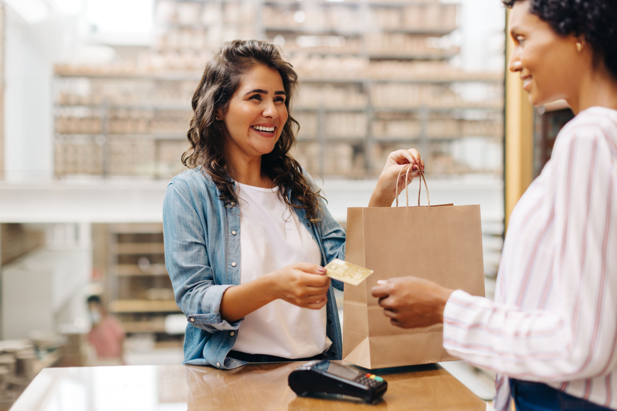 happy customers shopping