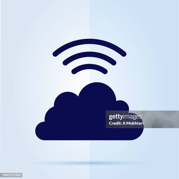 cloud computing icon on blue background. - cloud computing icon stock illustrations