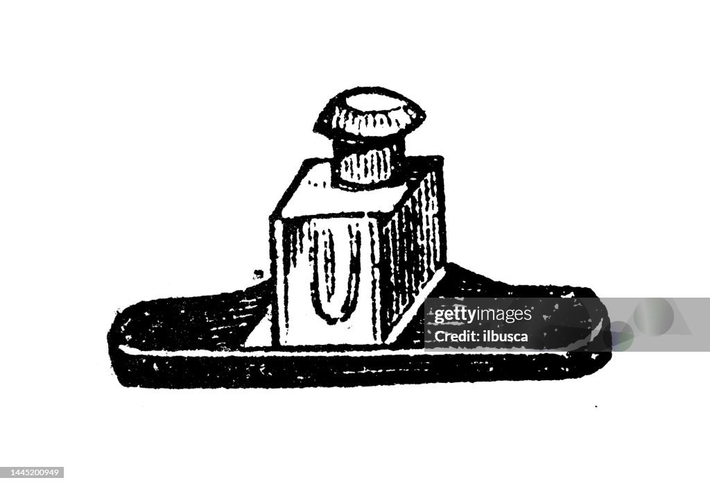 Inkpot Renaissance Antique Engraving Illustration Inkwell Inkpot High-Res Vector Graphic ...