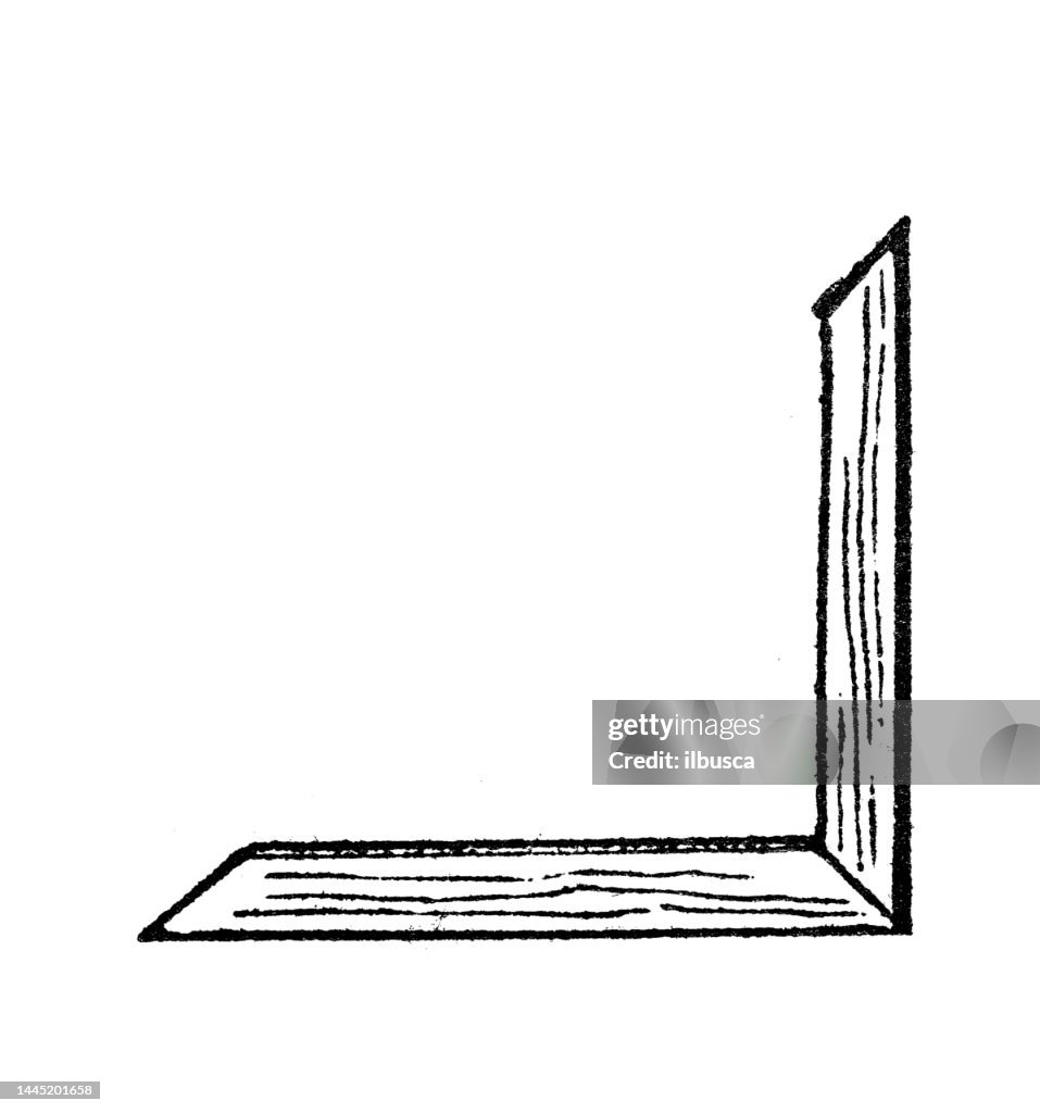 Antique engraving illustration: Set square, triangle, bracket