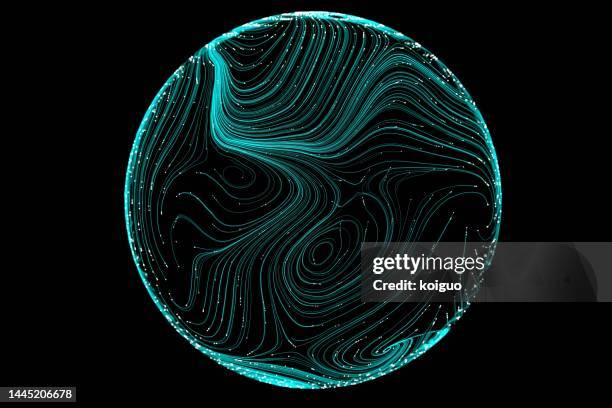 blue spherical thread, technical rendering - drahtrahmenmodell stock-fotos und bilder