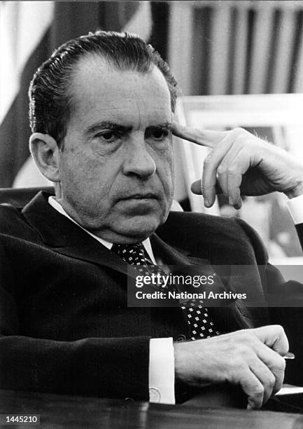 President Richard Nixon in the Oval office February 19, 1970 in Washington, D.C.