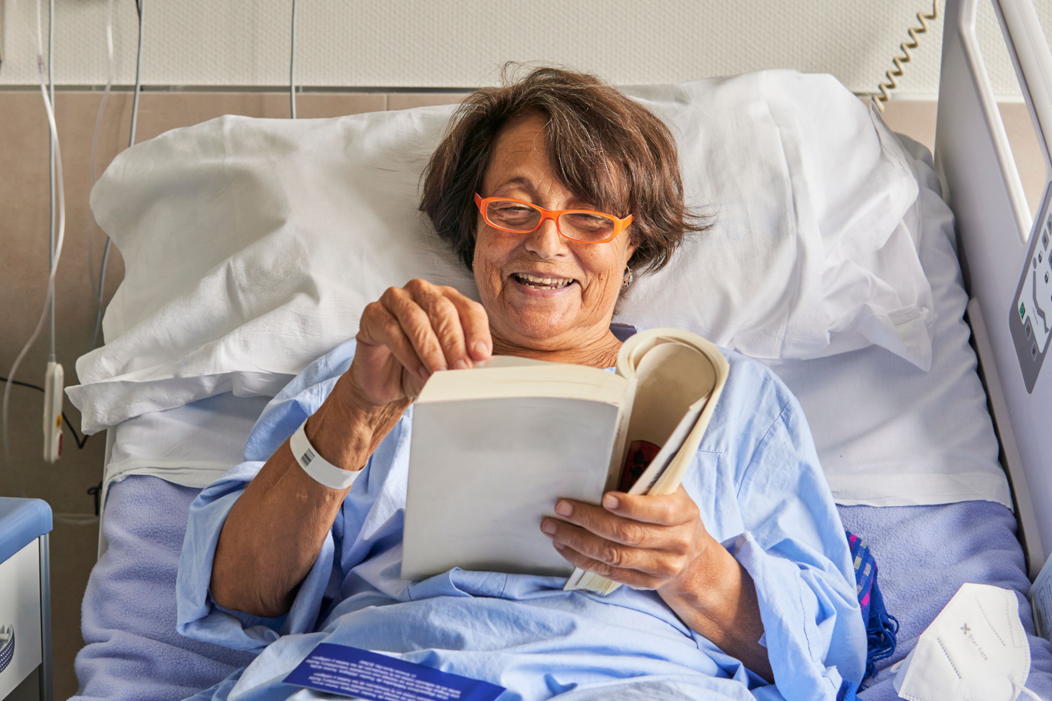patient reading book