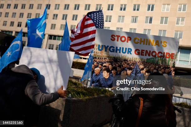 About 20 people joined representatives of the East Turkistan Government in Exile to rally outside the State Department’s Harry S. Truman headquarters...