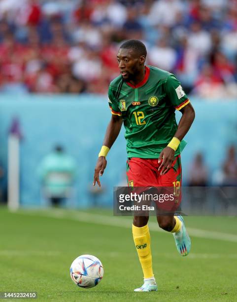 Karl Toko Ekambi of Cameroon takes the ball in the first half against Serbia during the FIFA World Cup Qatar 2022 Group G match between Cameroon and...